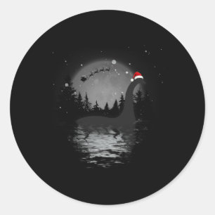 Adesivo Redondo Loch Ness Monster Natal Cheio Nessie Xmas