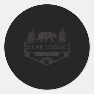 Adesivo Redondo Lodge do urso wyoming vida selvagem urso caminhada