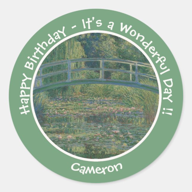 Adesivo Redondo Lodo de Água-Lily de Monet e artigos do Partido da (Frente)