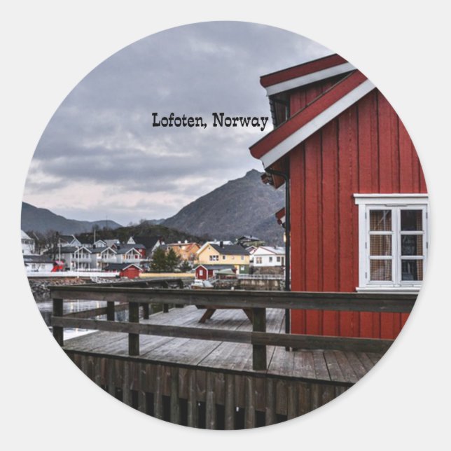 Adesivo Redondo Lofoten, Noruega (Frente)