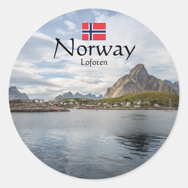 Adesivo Redondo Lofoten Noruega (Frente)