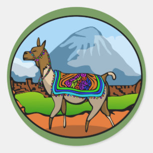 Adesivo Redondo Lofty Lama Round Sticker