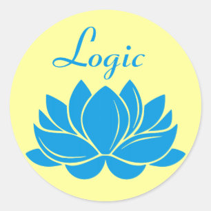 Adesivo Redondo Lógica da flor de Lotus azul