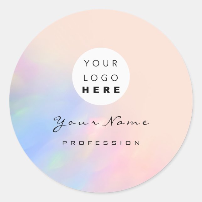 Adesivo Redondo Logo Cílios Maquiagem Cabelo Unhas Negócios Rosa H (Frente)