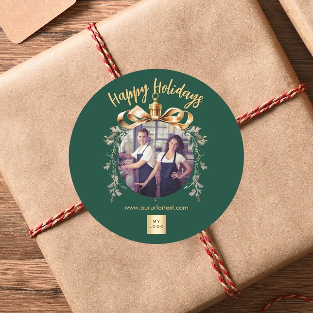 Adesivo Redondo Logo da foto da seleção de ouro verde de Natal (Criador carregado)
