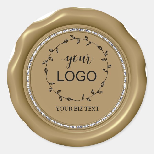 Adesivo Redondo *~* LOGO Diamond Circ DOURADO Wax Seal Stickers (Frente)