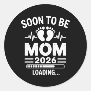 Adesivo Redondo Logo Mãe 2026 Carregando Anúncio de Gravidez