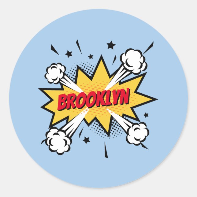 Adesivo Redondo Logotipo animado do estilo dos quadrinhos da banda (Frente)