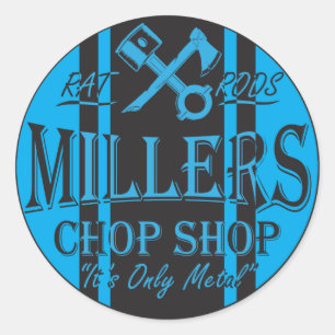 Adesivo Redondo Logotipo azul dos hot rod das listras dos SS