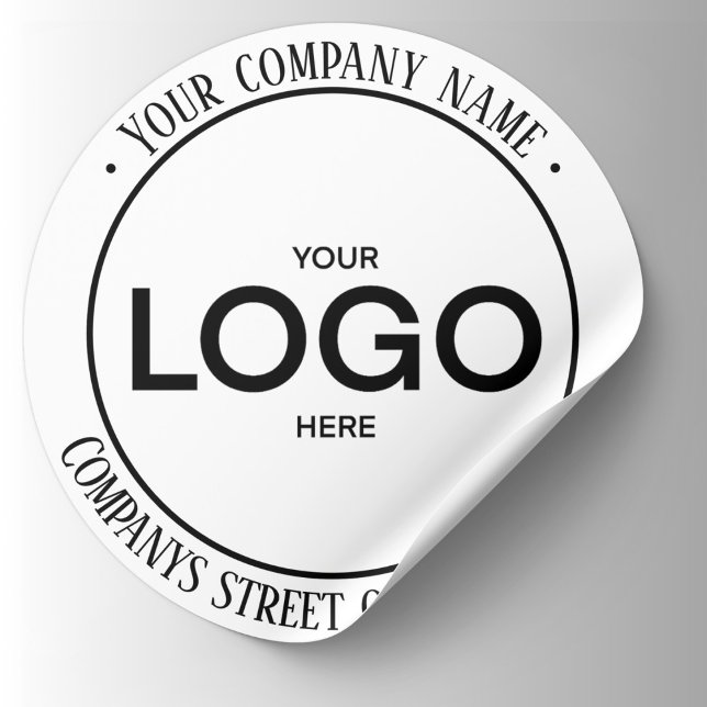 Adesivo Redondo Logotipo Branco  (White Logo Classic Round Sticker. Add your custom text, ex, Company Name, web or address.
)