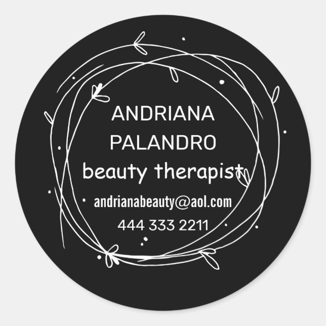 Adesivo Redondo Logotipo branco e preto (Frente)