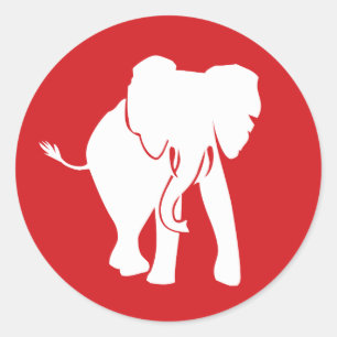 Adesivo Redondo Logotipo branco esbranquiçado do elefante 2 escolh