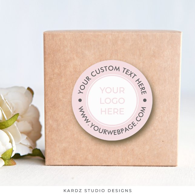 Adesivo Redondo Logotipo branco PInk Vinheta redonda personalizada (Criador carregado)