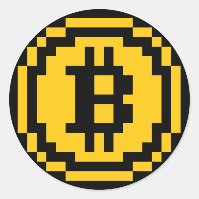 Adesivo Redondo Logotipo BTC BTC de 8 bits | Vinheta (Frente)