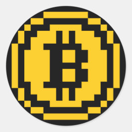 Adesivo Redondo Logotipo BTC BTC de 8 bits | Vinheta