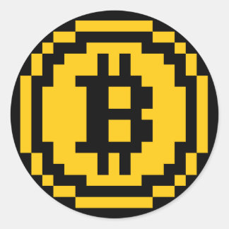 Adesivo Redondo Logotipo BTC BTC de 8 bits | Vinheta