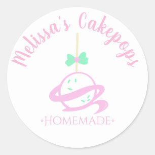 Adesivo Redondo Logotipo Cakepop Purpurina Padaria Caseira Espirai