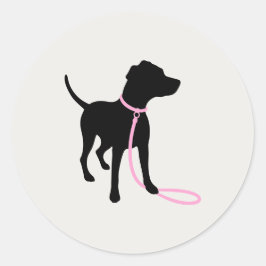 Adesivo Redondo Logotipo Clássico de Caminhada de Cães Silhueta Mo