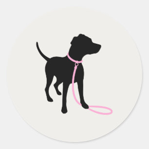 Adesivo Redondo Logotipo Clássico de Caminhada de Cães Silhueta Mo