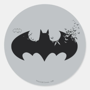 Adesivo Redondo Logotipo clássico do Batman se dissolvendo em morc