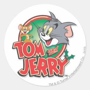 Adesivo Redondo Logotipo clássico do Tom e Jerry