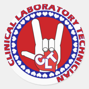 Adesivo Redondo LOGOTIPO CLT CLINICAL LAB TECH ASL iLOVE