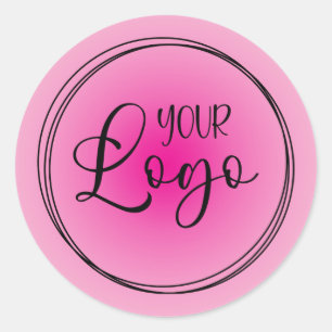 Adesivo Redondo Logotipo com Gradiente Radial de Rosa Claro a Rosa