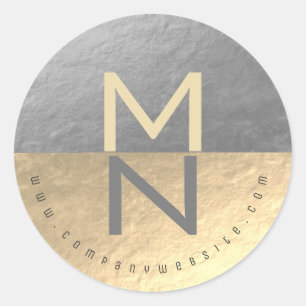 Adesivo Redondo Logotipo comercial do Faux Silver & Gold Foil Semi