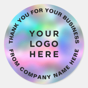Adesivo Redondo Logotipo comercial do Holographic Obrigado