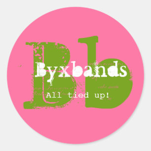 Adesivo Redondo Logotipo comercial do Monograma Verde e Rosa