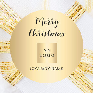 Adesivo Redondo Logotipo comercial do ouro de Natal