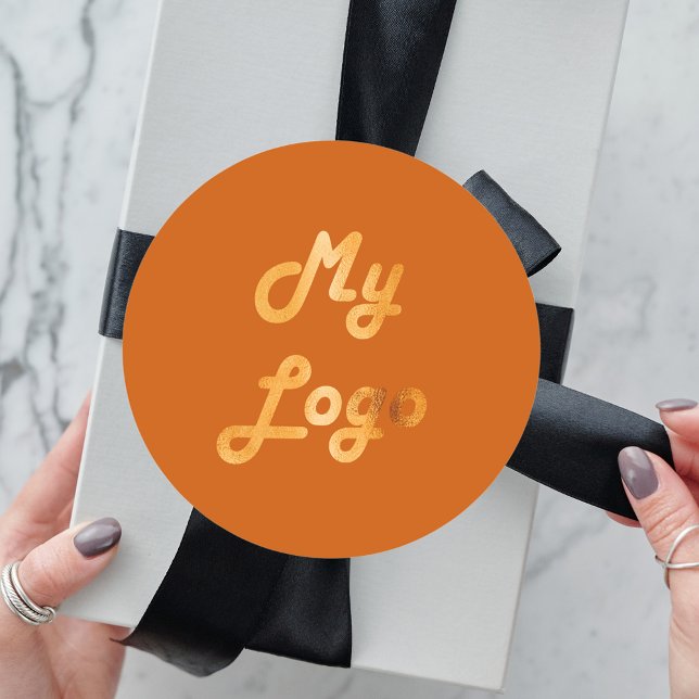 Adesivo Redondo Logotipo comercial do ouro laranja queimado (Criador carregado)