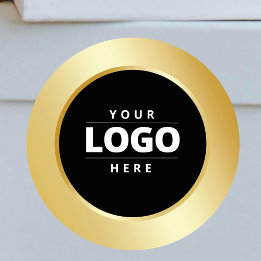 Adesivo Redondo Logotipo comercial Entrega Dourada corporativa mod