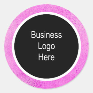 Adesivo Redondo Logotipo comercial - Marca branca rosa-d-água fina
