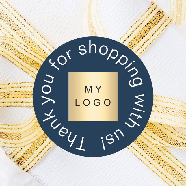 Adesivo Redondo Logotipo comercial obrigado azul (Criador carregado)