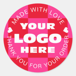 Adesivo Redondo Logotipo comercial personalizado Marca Obrigado Ch