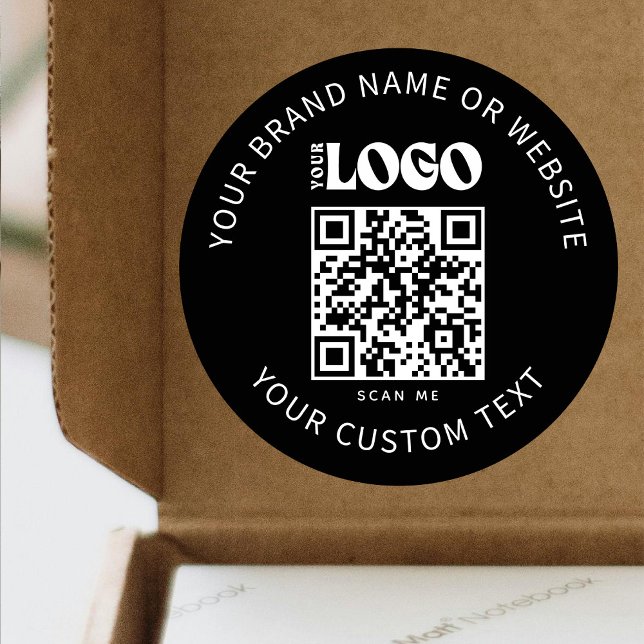 Adesivo Redondo Logotipo comercial Promocional Empresa Negra QR (Criador carregado)