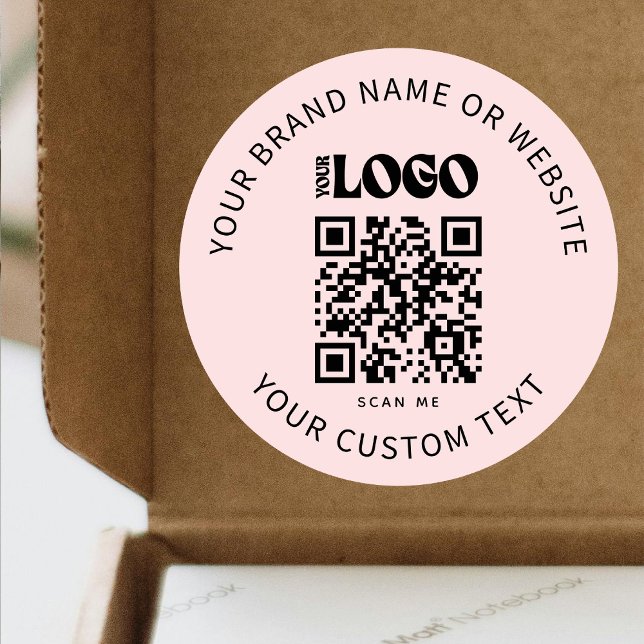 Adesivo Redondo Logotipo comercial Promocional Empresa Rosa QR (Criador carregado)