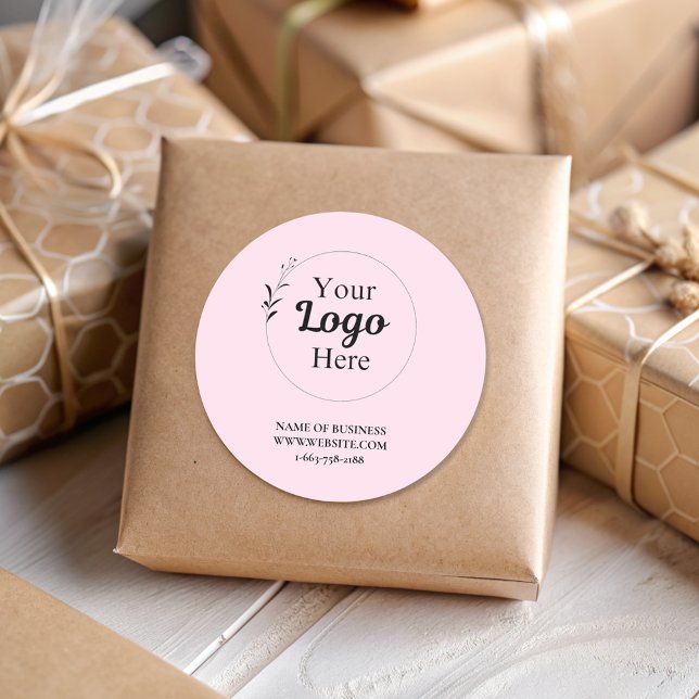 Adesivo Redondo Logotipo comercial rosa-claro moderno (Criador carregado)