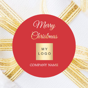 Adesivo Redondo logotipo corporativo vermelho de Natal