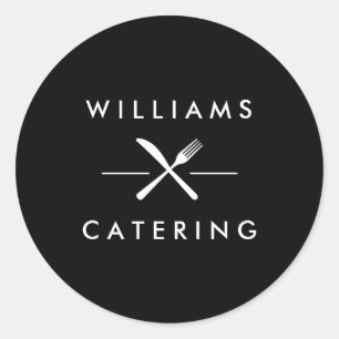 Adesivo Redondo Logotipo cruzado rústico da faca da forquilha