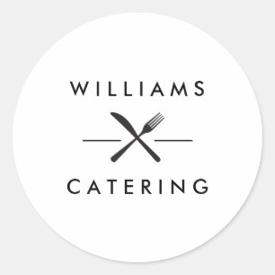 Adesivo Redondo Logotipo cruzado rústico da faca da forquilha no