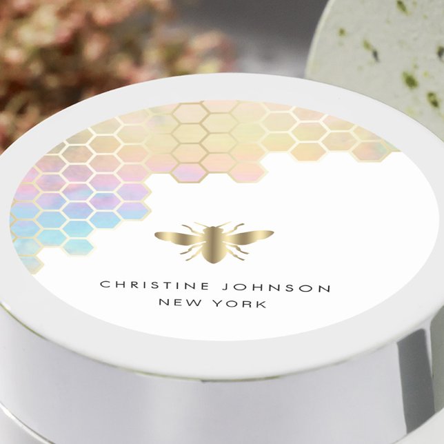 Adesivo Redondo logótipo da abelha de mel (Criador carregado)