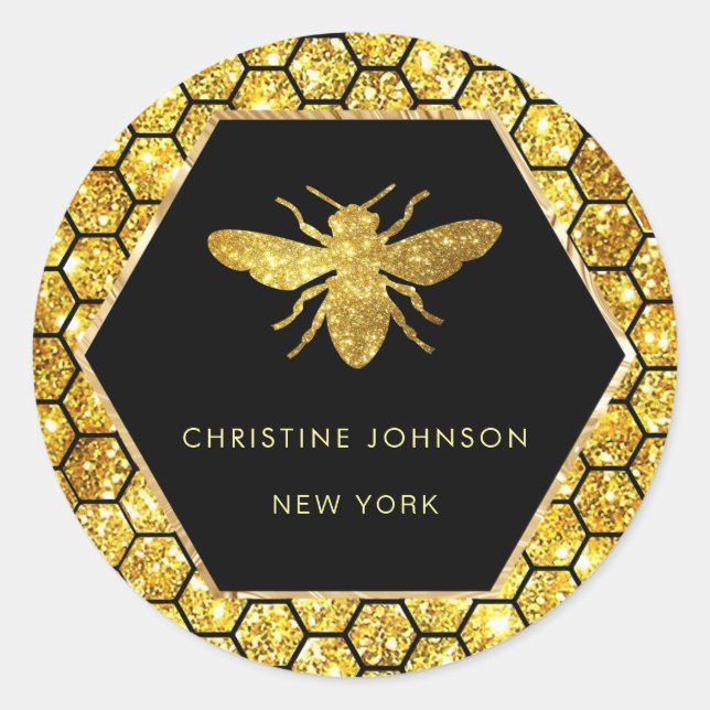 Adesivo Redondo logótipo da abelha hexágona (Frente)