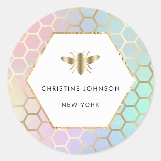 Adesivo Redondo logótipo da abelha hexágona (Frente)