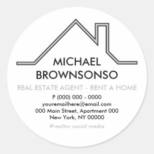 Adesivo Redondo Logotipo da Casa Roof Agente imobiliário