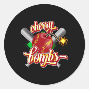 Adesivo Redondo Logotipo da Cherry Bombs Softll Equipe Combinando