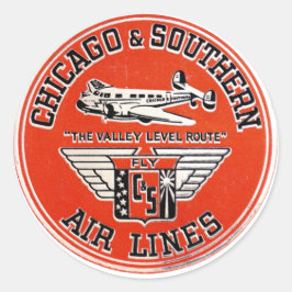 Adesivo Redondo Logotipo da Chicago e Southern Air Lines