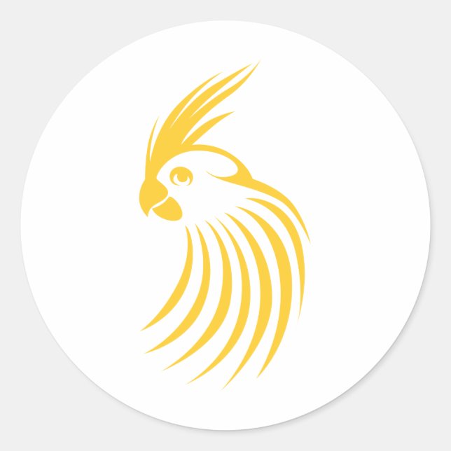 Adesivo Redondo Logotipo da Cockatiel Amarelo Personalizado (Frente)