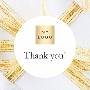 Adesivo Redondo Logotipo da empresa obrigado a cores